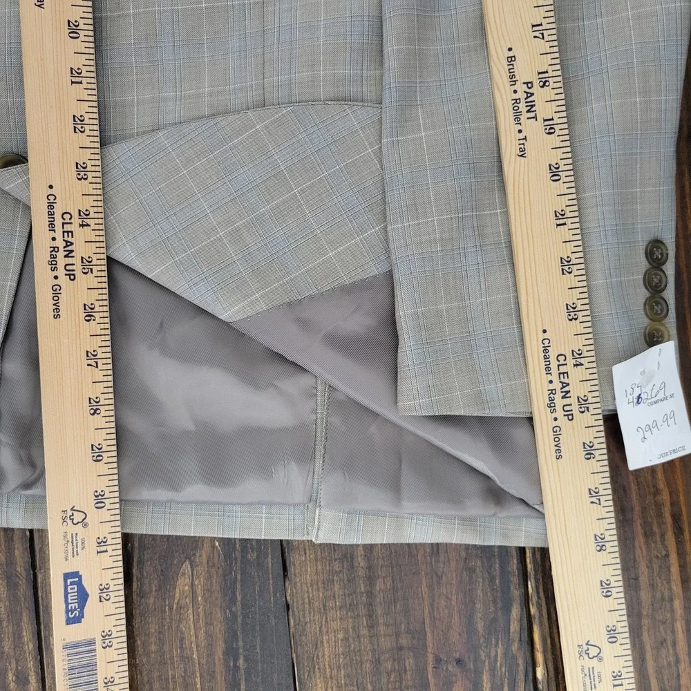 Pronto Uomo Platinum Men's Sport Coat Blazer Two Button Beige Plaid Size 46R‎
